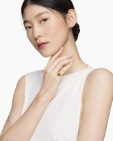 DY Initial Pinky Ring in 18K Yellow Gold with Diamond L, 9.8mm